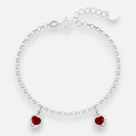 Pulsera Corazones Circón Rubí 17 cm