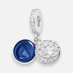 Colgante Charm Media Luna Estrellas Azul Metalizado Circones