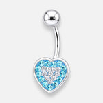 Piercing Ombligo Corazón Strass Agua Marina