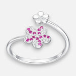 Anillo Ajustable Flores Circones Fucsia