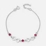 Pulsera Infinitos Corazón Cristales Hecho con Swarovski® Fucsia