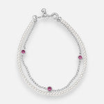 Pulsera Doble Perlas Circones Fucsia