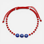Pulsera Hilo Rojo Ajustable Cristales Esferas Ojo Turco