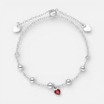 Pulsera Ajustable Esferas Corazón Circón Granate