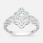 Anillo Nudo de Brujas Celta Piedra Luna