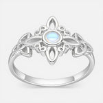 Anillo Nudo de Brujas Triqueta Piedra Luna