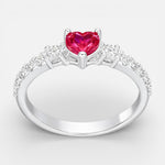 Anillo Corazón Circones Rubí
