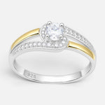 Anillo Nudo Circón Solitario con Oro