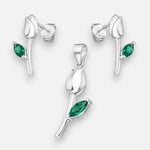 Conjunto Flor Tulipán Circón Esmeralda