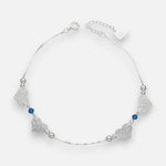 Tobillera Cristales Azules Esferas Corazones Martillados