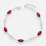 Tobillera Ovalos Circón Craquelado Fucsia