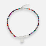 Tobillera Perlas Flor Cristales Multicolor