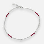 Tobillera Esferas Piedras Naturales Fucsia