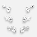 Set Aros Minimalista Lazo Mariposa Esfera Circones
