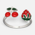 Anillo Ajustable Frutilla Cereza Esmaltada