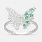 Anillo Mariposa Circones Baguette Esmeralda 15
