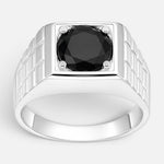 Anillo Sello Facetado Circón Ónix 24