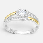 Anillo Nudo Circón Solitario con Oro 19