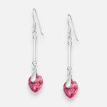 Aro Palito Corazón Hecho con Cristal Swarovski Rosa