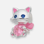 Colgante Charm Gatito Corazón Circones Rosa Francia