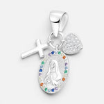 Colgante Cruz Virgen Corazón Circones Multicolor