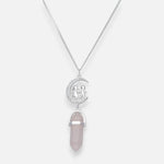 Collar Media Luna Niña Niño Cuarzo Rosado