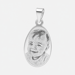 Colgante Placa Ovalada Pequeña con Fotograbado 21x14 mm