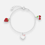 Pulsera Cerezas Corazón Frutilla Esmaltados 14 cm