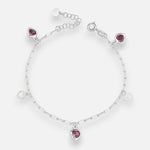 Pulsera Tradicional Corazones Circones Amatista