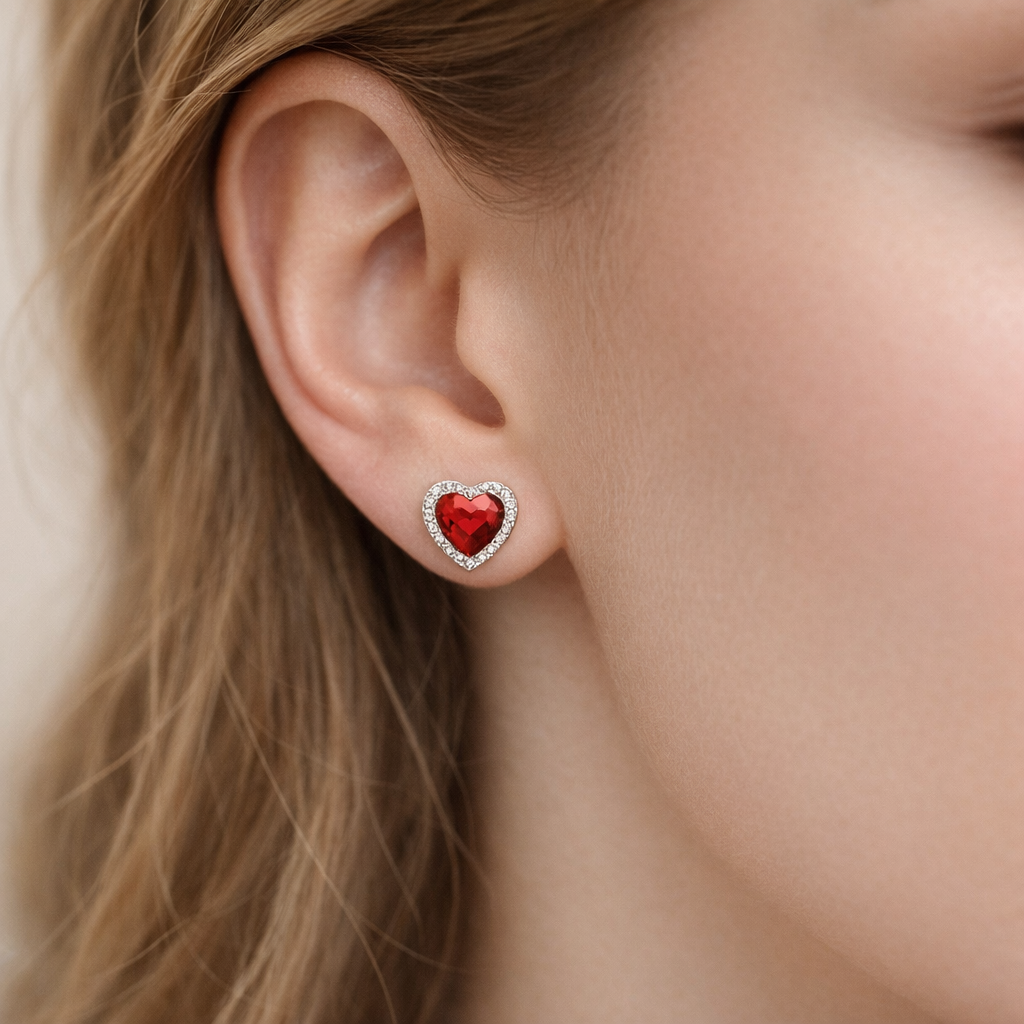 Aro Corazón Strass Cristal Hecho con Swarovski® Rubí 6 mm