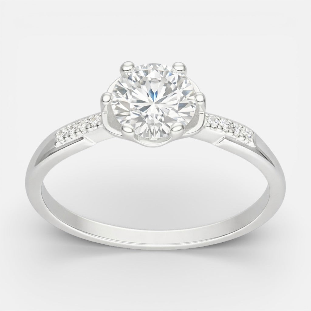 Anillo Flor Moissanita y Circones