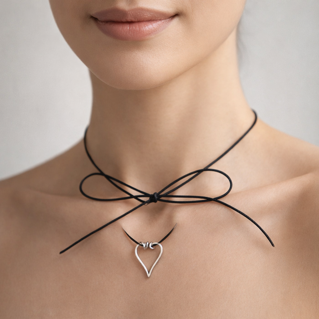 Collar Cordón Semicuero Corazón