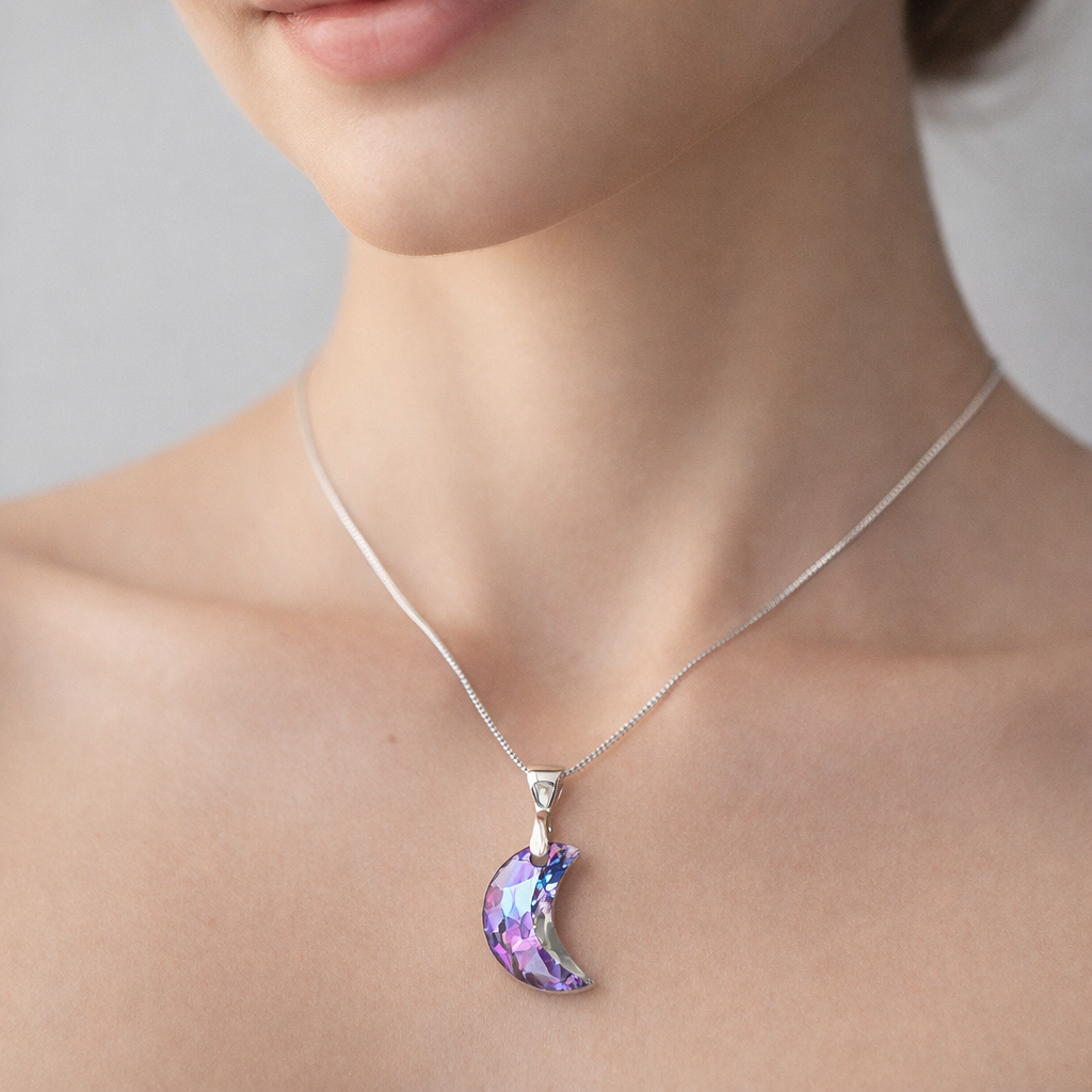 Collar Media Luna Cristal Hecho con Swarovski® Tornasol