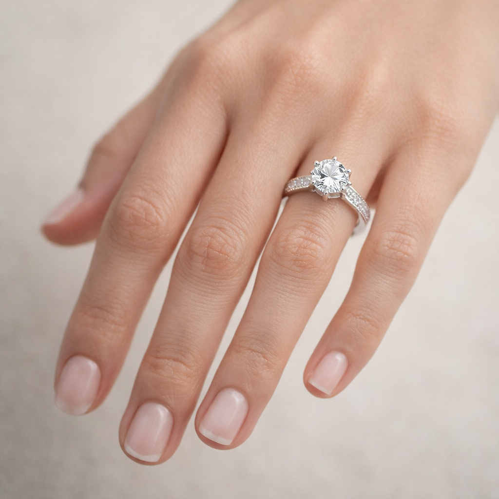 Anillo Solitario Moissanita y Circones