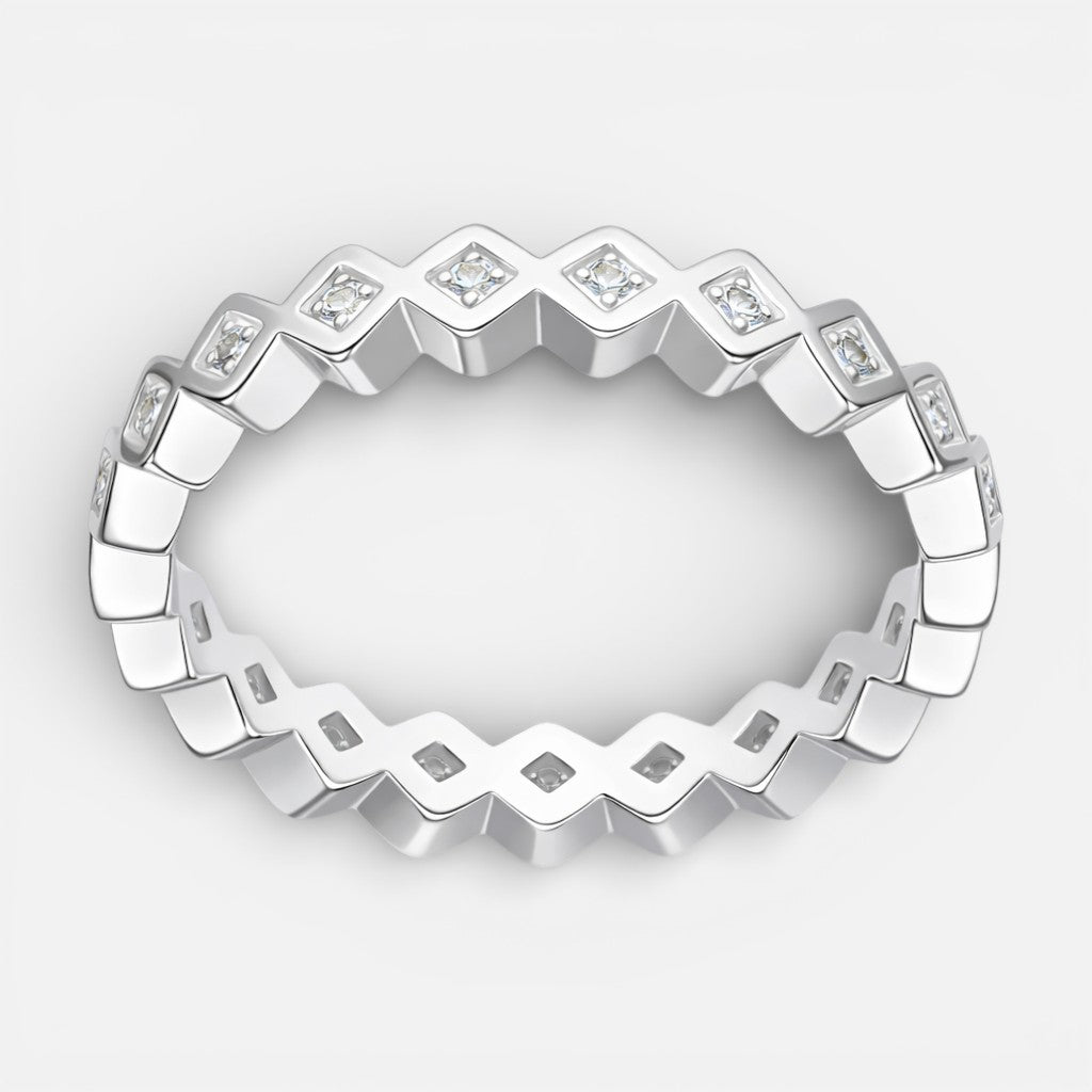 Anillo Cintillo Rombos Circones