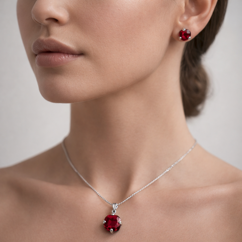 Conjunto Circón Granate 6x8 mm