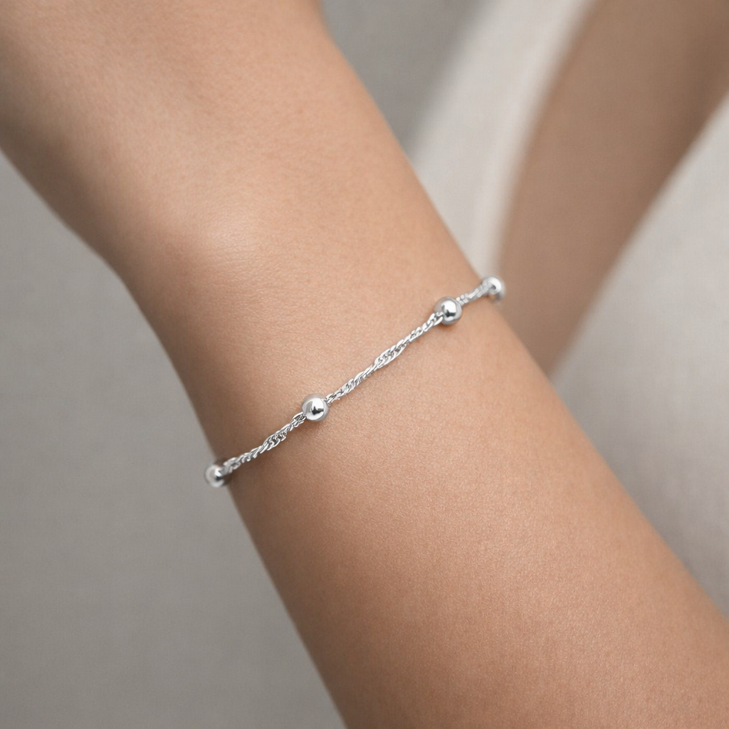 Pulsera Singapur con Esferas