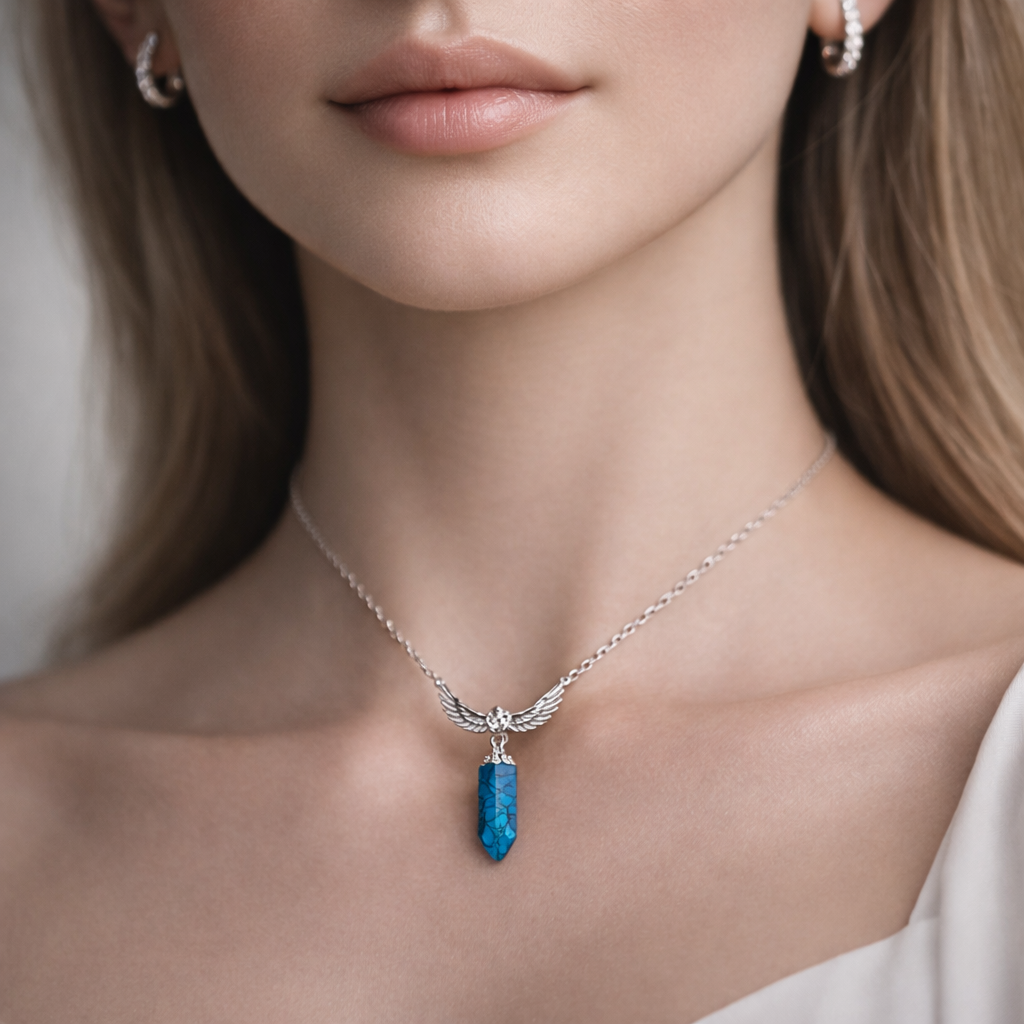 Collar Cuarzo Turquesa Alas de Ángel Circones