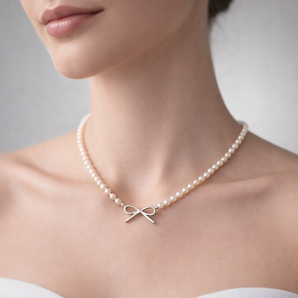 Collar Perlas Lazo Coquette