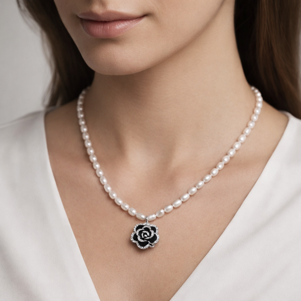Collar Madre Perla Flor Circones