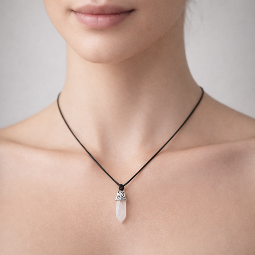 Collar Choker Ajustable Cuarzo Rosado