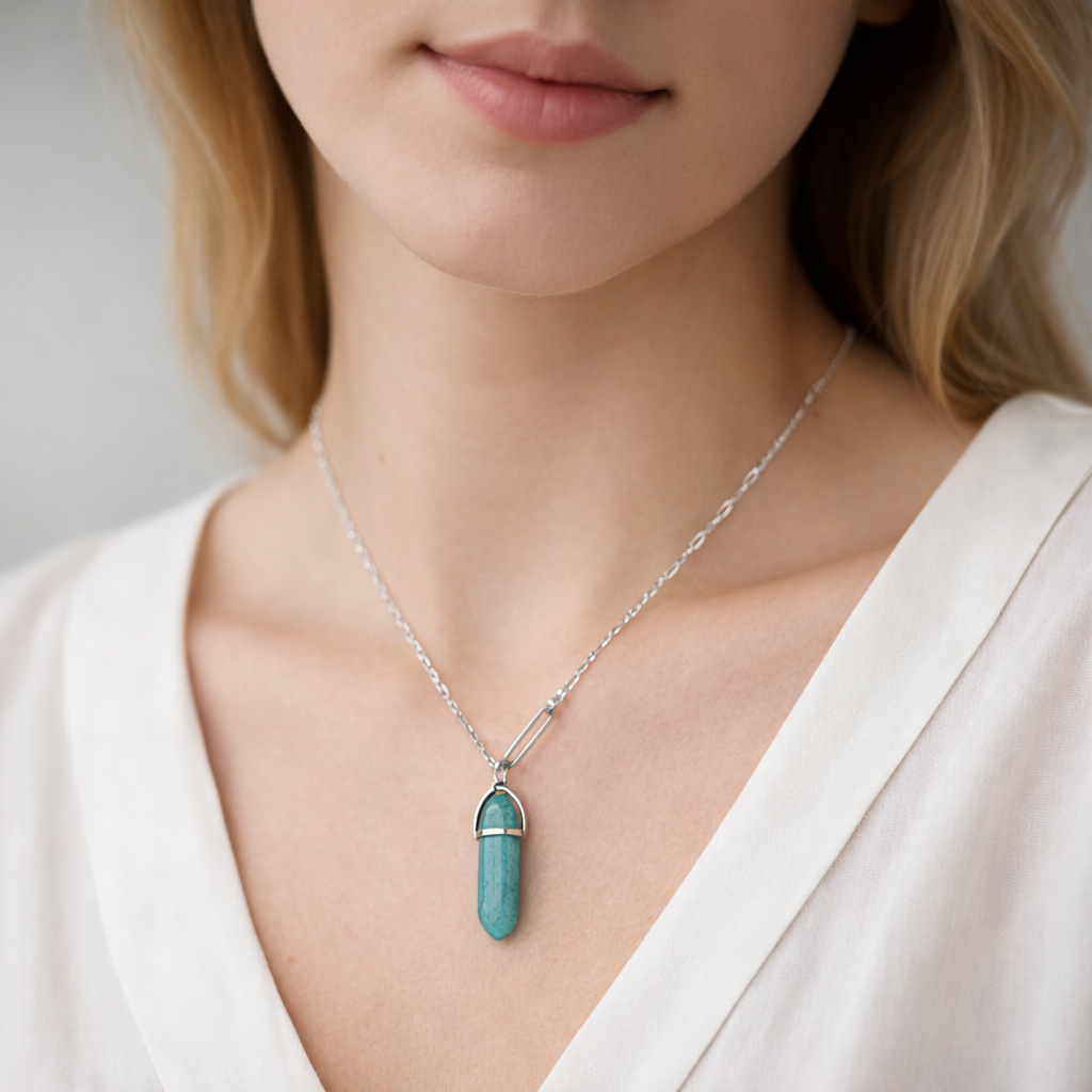 Collar Eslabones Cuarzo Turquesa