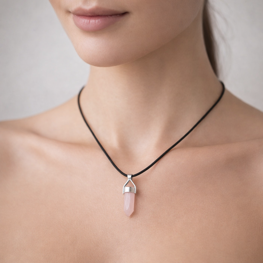 Collar Choker Ajustable Cuarzo Rosado