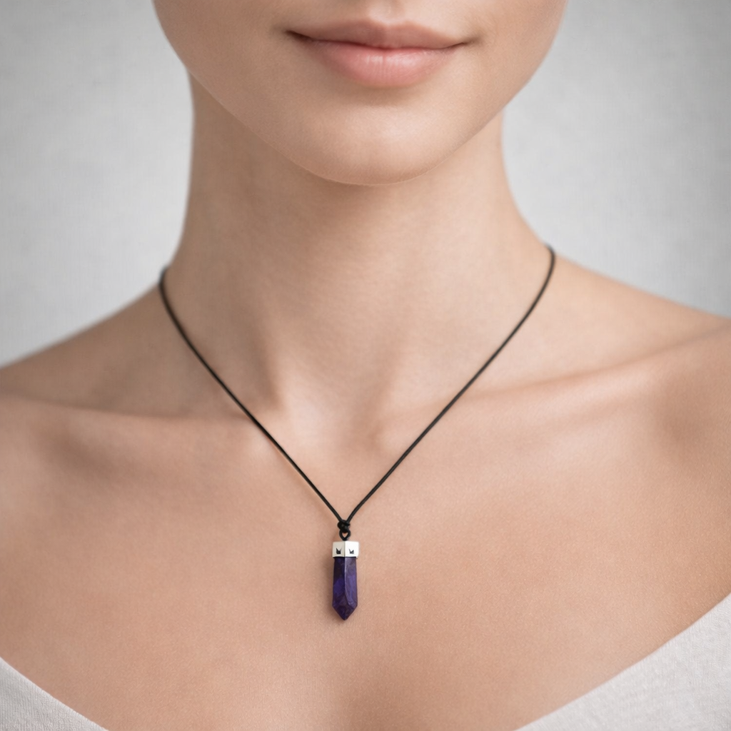 Collar Choker Ajustable Cuarzo Amatista