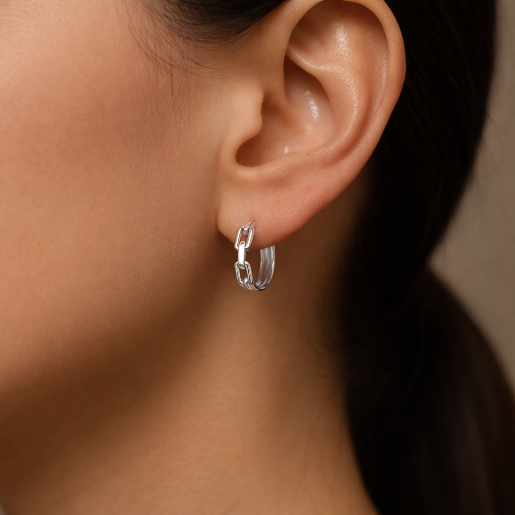 Argolla Huggie Eslabones 13 mm