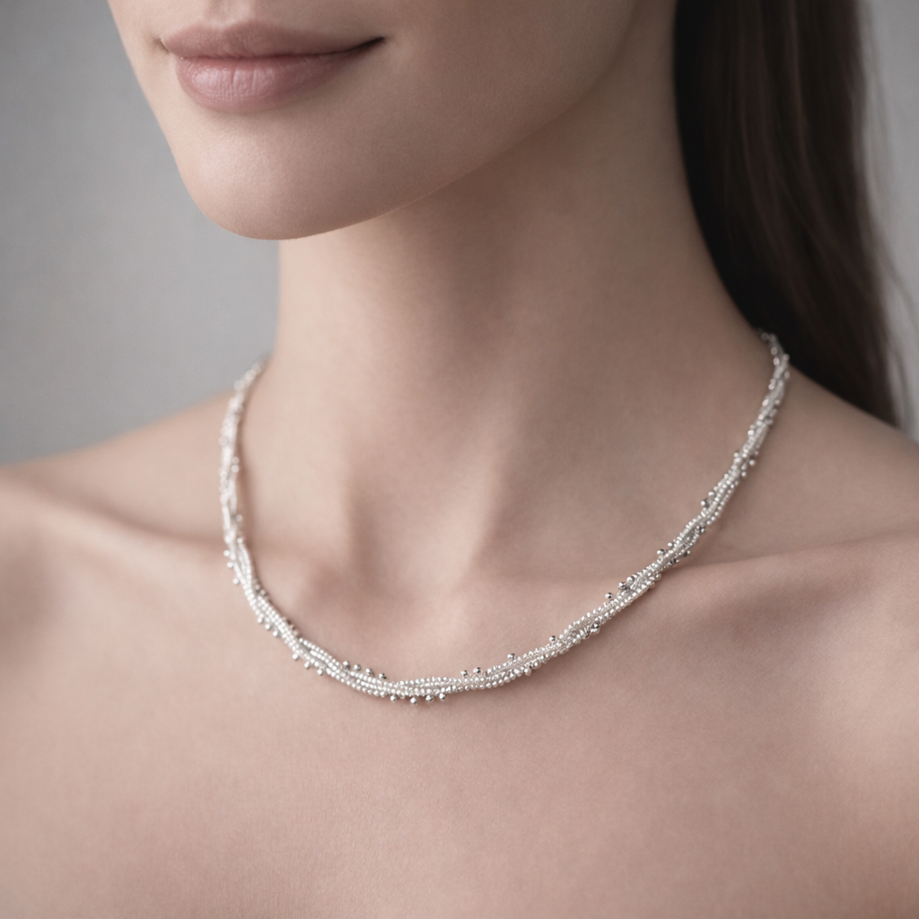 Collar Espiga Esferas Trenzada