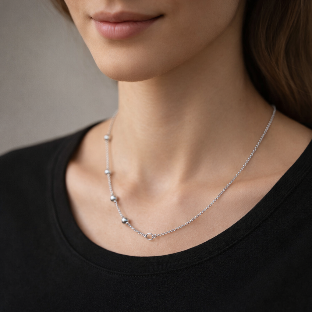 Collar Ajustable Choker Rolo Singapur Esferas