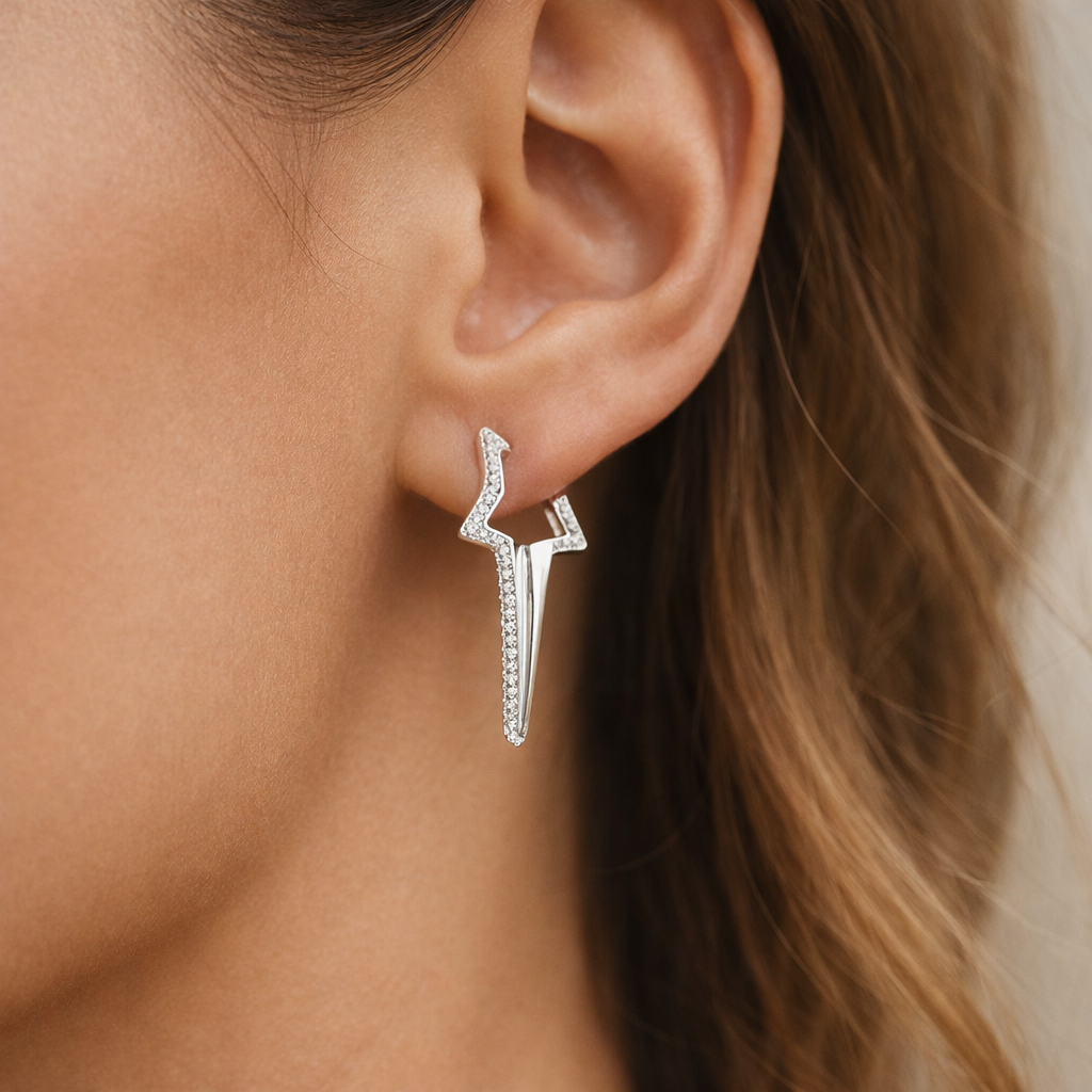 Semi Argolla Estrella Fugaz Circones 25x15 mm