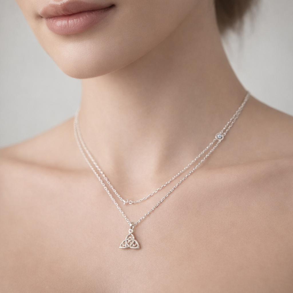 Collar Doble Cruz Amuleto Triqueta Circones