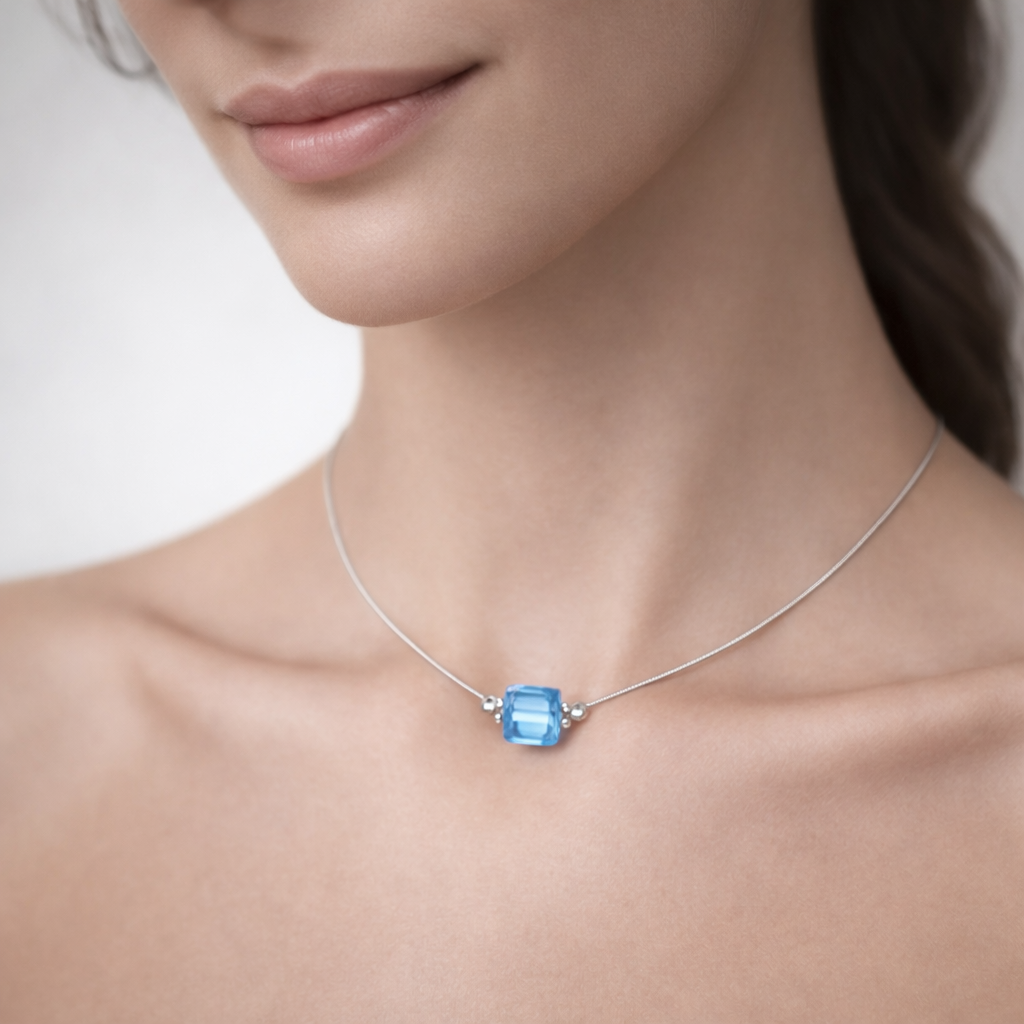 Fantasma Cubo Hecho con Cristal Swarovski® Azul